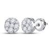 14kt White Gold Womens Round Diamond Fashion Cluster Earrings 1/2 Cttw