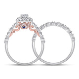 14kt Two-tone Gold Womens Round Diamond Bridal Wedding Engagement Ring Band Set 3/4 Cttw (Certified)