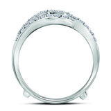 14kt White Gold Womens Baguette Diamond Wrap Ring Guard Enhancer 3/4 Cttw