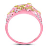 14kt Rose Gold Womens Round Yellow Diamond Fashion Cocktail Ring 1-1/2 Cttw