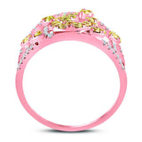 14kt Rose Gold Womens Round Yellow Diamond Fashion Cocktail Ring 1-1/2 Cttw