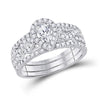 14kt White Gold Womens Pear Diamond 3-Piece Bridal Wedding Engagement Ring Band Set 7/8 Cttw