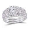 14kt White Gold Womens Princess Diamond Bridal Wedding Engagement Ring Band Set 1-1/4 Cttw