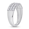 14kt White Gold Womens Round Diamond Triple Row Chevron Band Ring 1.00 Cttw
