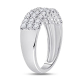 14kt White Gold Womens Round Diamond Triple Row Chevron Band Ring 1.00 Cttw