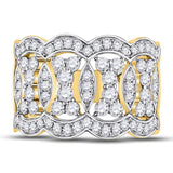 14kt Yellow Gold Womens Round Diamond Right Hand Band Ring 1-1/3 Cttw