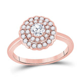 14kt Rose Gold Womens Round Diamond Double Halo Bridal Wedding Engagement Ring 3/4 Cttw