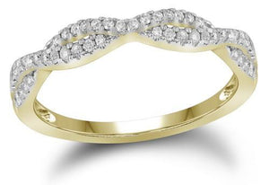 14kt Yellow Gold Womens Round Diamond Twist Stackable Band Ring 1/6 Cttw