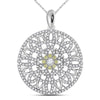 14kt White Gold Womens Round Diamond Mandala Circle Pendant 1.00 Cttw