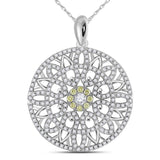 14kt White Gold Womens Round Diamond Mandala Circle Pendant 1.00 Cttw