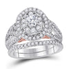 14kt Two-tone Gold Womens Round Diamond Bridal Wedding Engagement Ring Band Set 1-1/2 Cttw (Certified)