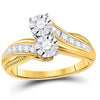 14kt Yellow Gold Womens Round Diamond 2-stone Bridal Wedding Engagement Ring 1/2 Cttw (Certified)