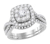 14kt White Gold Womens Round Diamond Bridal Wedding Engagement Ring Band Set 1.00 Cttw (Certified)