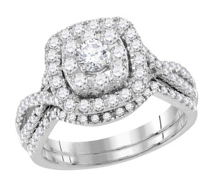 14kt White Gold Womens Round Diamond Bridal Wedding Engagement Ring Band Set 1.00 Cttw (Certified)