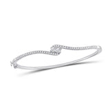 14kt White Gold Womens Round Diamond Bypass 2-stone Bracelet 3/4 Cttw (Certified)