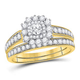 14kt Yellow Gold Womens Round Diamond Bridal Wedding Engagement Ring Band Set 1.00 Cttw (Certified)