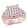 14kt Rose Gold Womens Round Diamond Bridal Wedding Engagement Ring Band Set 1.00 Cttw