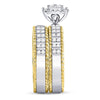 14kt Two-tone Gold His Hers Round Diamond Cluster Matching Bridal Wedding Ring Band Set 1.00 Cttw