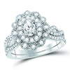 14kt White Gold Womens Oval Diamond Twist Bridal Wedding Engagement Ring Band Set 1.00 Cttw (Certified)
