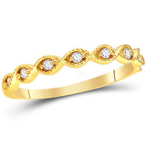 14kt Yellow Gold Womens Round Diamond Classic Stackable Band Ring 1/10 Cttw
