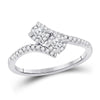 14kt White Gold Womens Round Diamond 2-stone Bridal Wedding Engagement Ring 1/3 Cttw