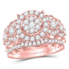 14kt Rose Gold Womens Round Diamond Bridal Wedding Engagement Ring Band Set 2.00 Cttw