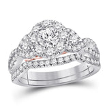 14kt White Gold Womens Round Diamond Bridal Wedding Engagement Ring Band Set 1-1/2 Cttw (Certified)