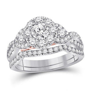 14kt White Gold Womens Round Diamond Bridal Wedding Engagement Ring Band Set 1-1/2 Cttw (Certified)