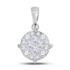 14kt White Gold Womens Princess Diamond Fashion Cluster Pendant 2.00 Cttw