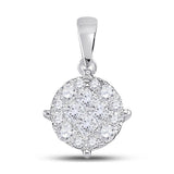 14kt White Gold Womens Princess Diamond Fashion Cluster Pendant 2.00 Cttw