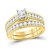 14kt Yellow Gold Womens Princess Diamond Bridal Wedding Engagement Ring Band Set 1-1/2 Cttw (Certified)