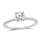 14kt White Gold Womens Round Diamond Solitaire Bridal Wedding Engagement Ring 1.00 Cttw (Certified)