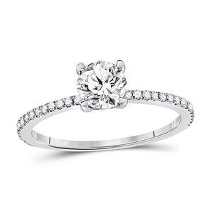 14kt White Gold Womens Round Diamond Solitaire Bridal Wedding Engagement Ring 1.00 Cttw (Certified)
