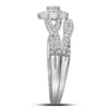 14kt White Gold Womens Round Diamond Bridal Wedding Engagement Ring Band Set 1/2 Cttw
