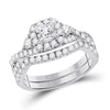 14kt White Gold Womens Princess Diamond Bridal Wedding Engagement Ring Band Set 1-3/4 Cttw (Certified)