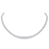 14kt White Gold Womens Round Diamond Graduated Tennis Necklace 9-3/8 Cttw