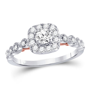 14kt Two-tone Gold Womens Round Diamond Solitaire Bridal Wedding Engagement Ring 3/4 Cttw (Certified)