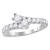 14kt White Gold Womens Round Diamond 2-stone Bridal Wedding Engagement Ring 1.00 Cttw (Certified)