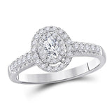 14kt White Gold Womens Oval Diamond Solitaire Bridal Wedding Engagement Ring 1/2 Cttw (Certified)