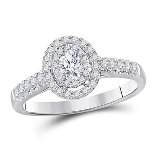 14kt White Gold Womens Oval Diamond Solitaire Bridal Wedding Engagement Ring 1/2 Cttw (Certified)