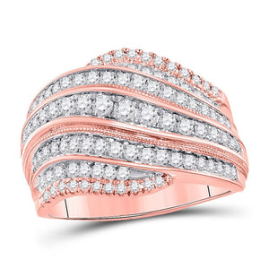 14kt Two-tone Gold Womens Round Diamond Fashion Band Ring 1.00 Cttw