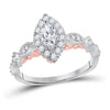 14kt Two-tone Gold Womens Marquise Diamond Solitaire Bridal Wedding Engagement Ring 3/4 Cttw (Certified)