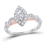14kt Two-tone Gold Womens Marquise Diamond Solitaire Bridal Wedding Engagement Ring 3/4 Cttw (Certified)