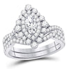 14kt White Gold Womens Marquise Diamond Bridal Wedding Engagement Ring Band Set 2.00 Cttw  (Certified)