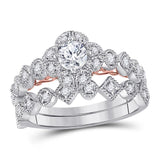 14kt Two-tone Gold Womens Round Diamond Bridal Wedding Engagement Ring Band Set 3/4 Cttw (Certified)