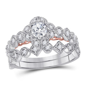 14kt Two-tone Gold Womens Round Diamond Bridal Wedding Engagement Ring Band Set 3/4 Cttw (Certified)