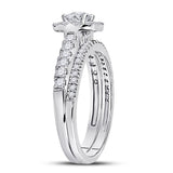 14kt White Gold Womens Round Diamond Bridal Wedding Engagement Ring Band Set 1.00 Cttw (Certified)