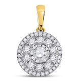 14kt Yellow Gold Womens Round Diamond Solitaire Fashion Pendant 1/2 Cttw