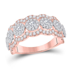 14kt Rose Gold Womens Round Diamond Anniversary Band Ring 1-1/2 Cttw