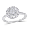 14kt White Gold Womens Princess Diamond Cluster Bridal Wedding Engagement Ring 1/2 Cttw